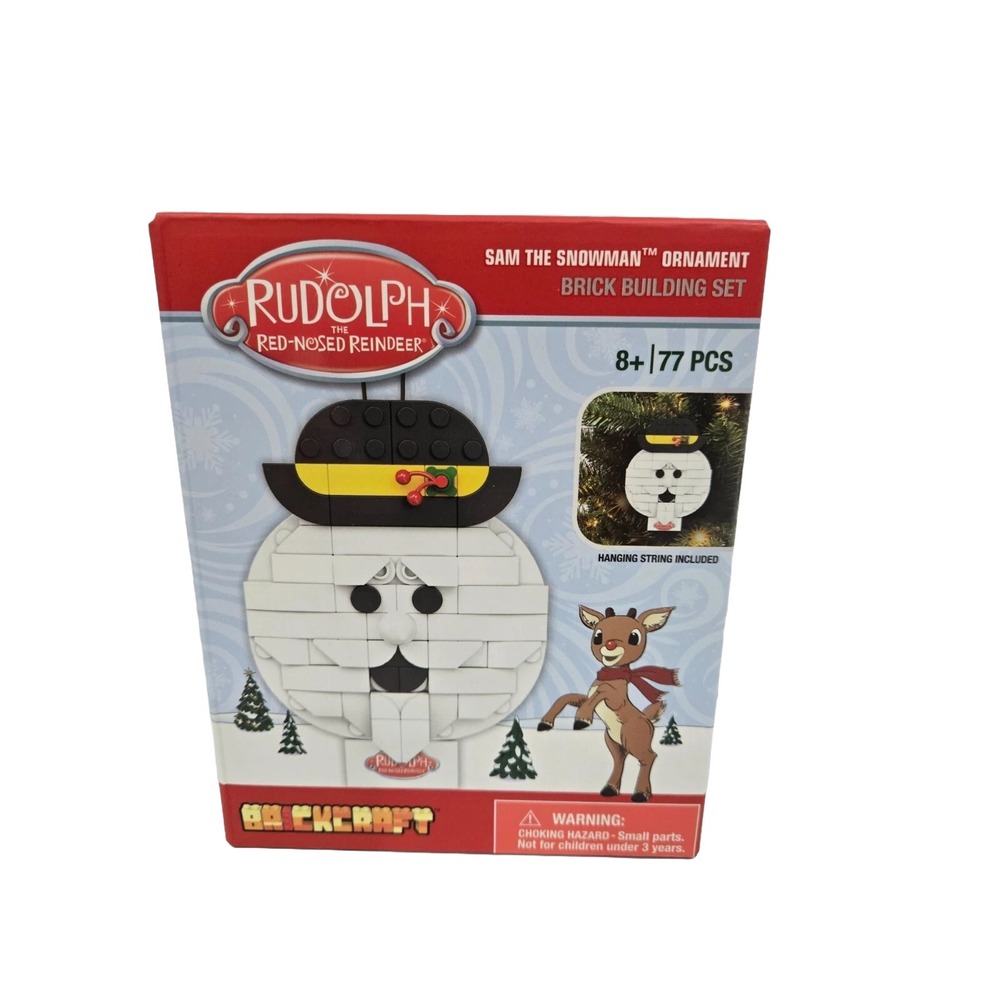 Rudolph Sam The Snowman Ornament Brick Building Set Christmas 77 Pcs Brickcraft